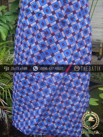 Kain Batik Cap Tulis Jogja Motif Kotak Biru