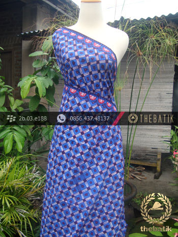 Kain Batik Cap Tulis Jogja Motif Kotak Biru