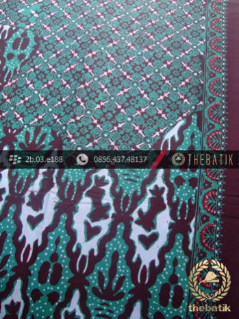 Kain Batik Cap Tulis Jogja Motif Pulau Kombinasi Krantil Hijau