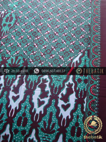 Kain Batik Cap Tulis Jogja Motif Pulau Kombinasi Krantil Hijau