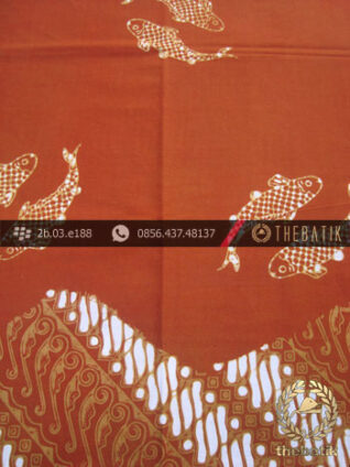 Kain Batik Cap Jogja Motif Ikan Seling Parang Jingga
