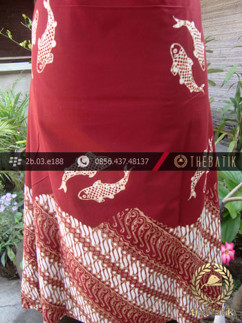 Kain Batik Cap Jogja Motif Ikan Seling Parang Merah