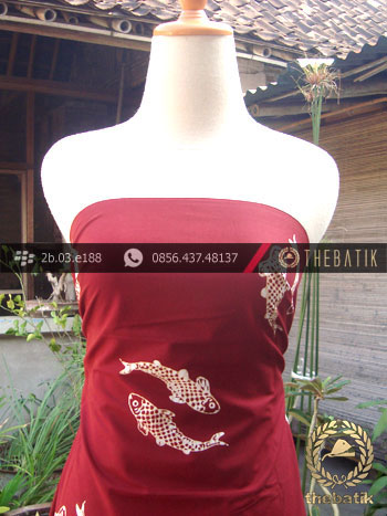 Kain Batik Cap Jogja Motif Ikan Seling Parang Merah