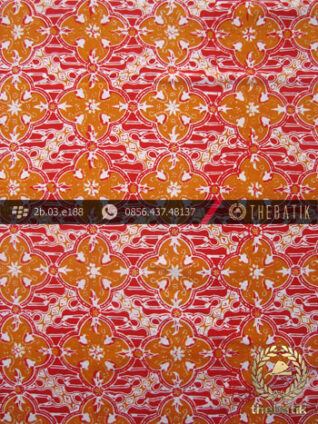 Kain Batik Cap Jogja Motif Ceplok Klithik Jingga