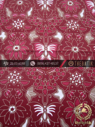 Kain Batik Cap Tulis Jogja Motif Kupu Anggur Maroon