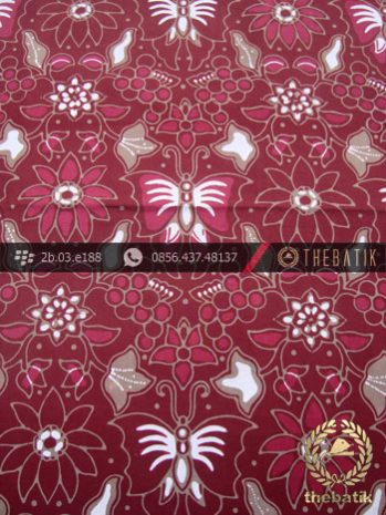 Kain Batik Cap Tulis Jogja Motif Kupu Anggur Maroon