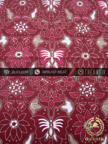 Kain Batik Cap Tulis Jogja Motif Kupu Anggur Maroon
