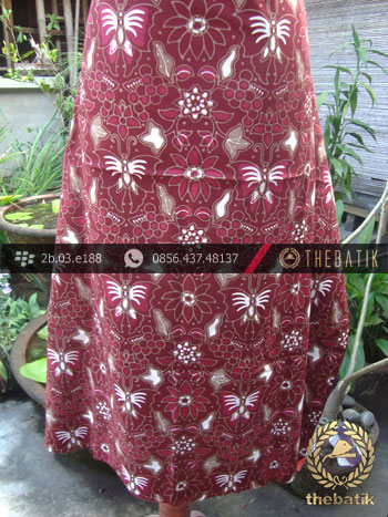 Kain Batik Cap Tulis Jogja Motif Kupu Anggur Maroon