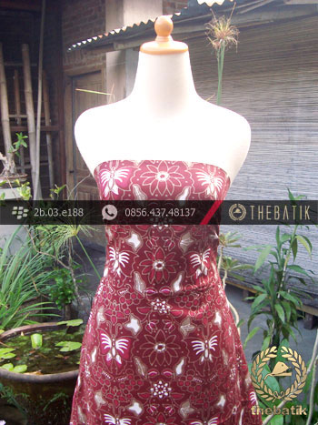 Kain Batik Cap Tulis Jogja Motif Kupu Anggur Maroon