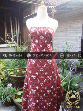 Kain Batik Cap Tulis Jogja Motif Kupu Anggur Maroon