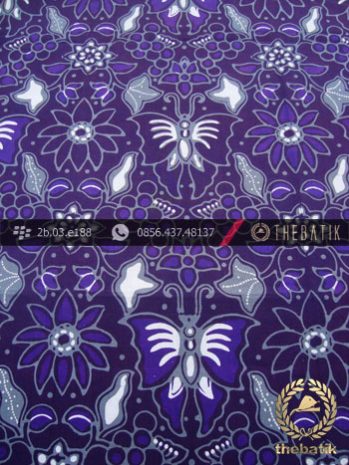 Kain Batik Cap Tulis Jogja Motif Kupu Anggur Ungu