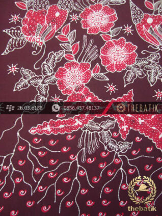 Kain Batik Tulis Jogja Motif Buketan Kupu Kupu Merah