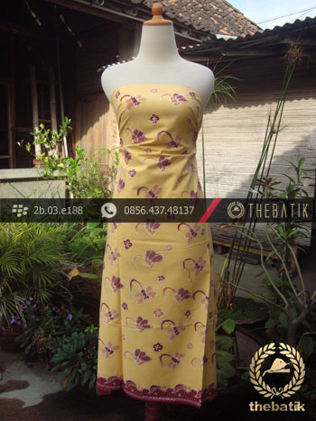 Kain Batik Tulis Kumpeni Cirebon Motif Capung Kuning Pastel