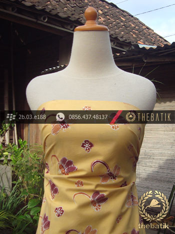 Kain Batik Tulis Kumpeni Cirebon Motif Capung Kuning Pastel