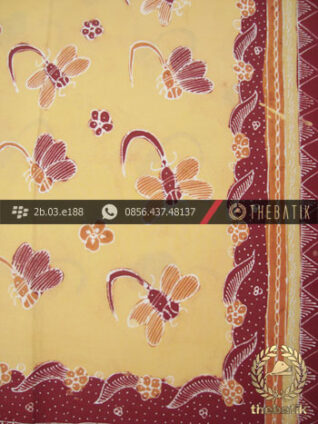 Kain Batik Tulis Kumpeni Cirebon Motif Capung Kuning Pastel