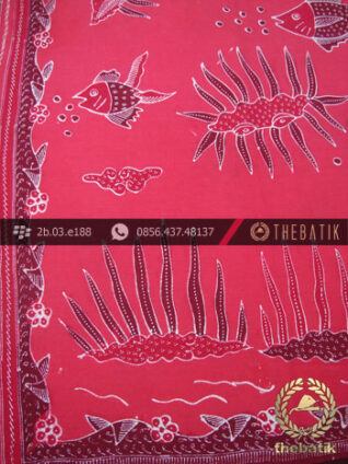 Kain Batik Tulis Kumpeni Cirebon Motif Ikan Merah