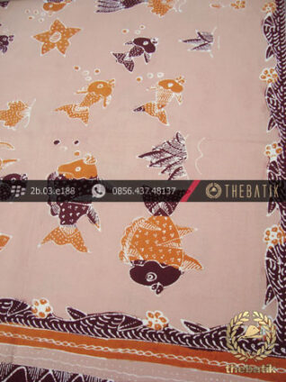 Kain Batik Tulis Kumpeni Cirebon Motif Ikan Peach