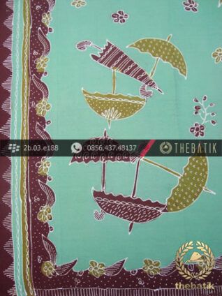 Kain Batik Tulis Kumpeni Cirebon Motif Payung Hijau Pastel