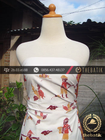 Kain Batik Tulis Kumpeni Cirebon Motif Petani Latar Putih