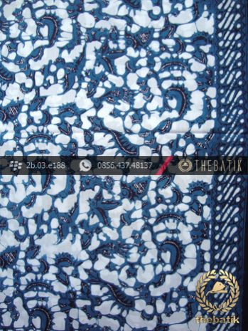 Kain Batik Cap Jogja Motif Ceplok Burung Biru Muda