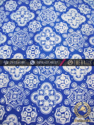 Kain Batik Cap Kelengan Motif Ceplok Kelir Biru