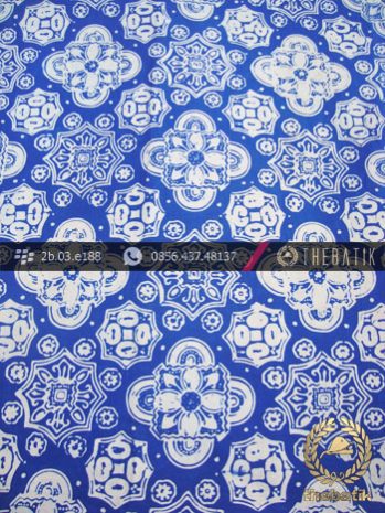 Jual Kain Batik  Cap  Kelengan Motif  Ceplok Kelir Biru 