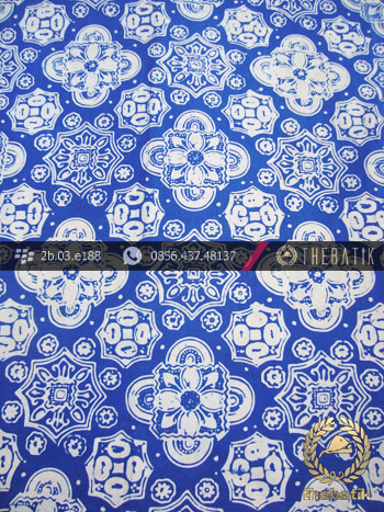 Kain Batik Cap Kelengan Motif Ceplok Kelir Biru