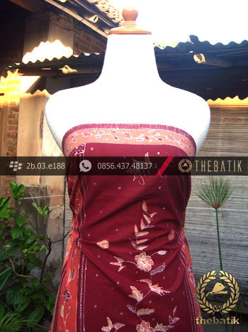 Sarung Batik Cirebon Motif Buketan Peach