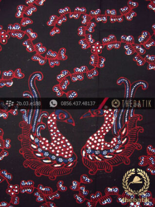 Kain Batik Tulis Jogja Motif Angsa Kembar Latar Hitam