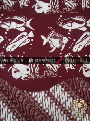 Kain Batik Cap Jogja Motif Ikan Seling Parang Marun