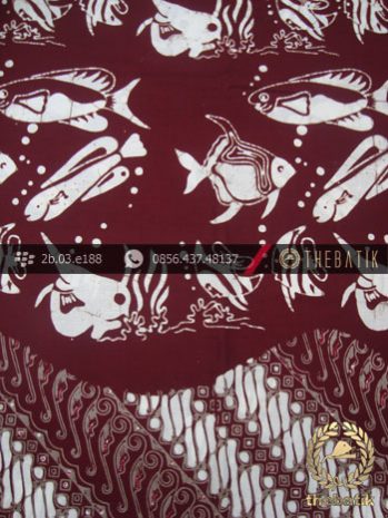 Kain Batik Cap Jogja Motif Ikan Seling Parang Marun
