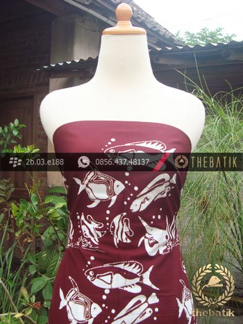Kain Batik Cap Jogja Motif Ikan Seling Parang Marun