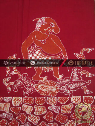 Kain Batik Tulis Jogja Motif Punakawan Gareng Merah