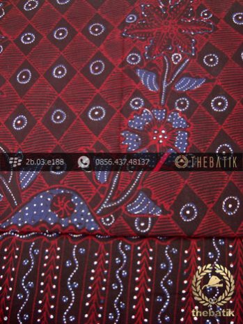 Kain Batik Tulis Jogja Motif Kotak Buketan Latar Hitam