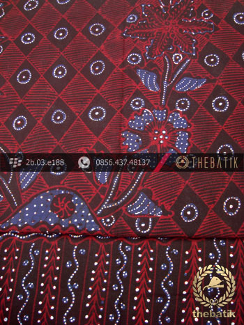 Kain Batik Tulis Jogja Motif Kotak Buketan Latar Hitam