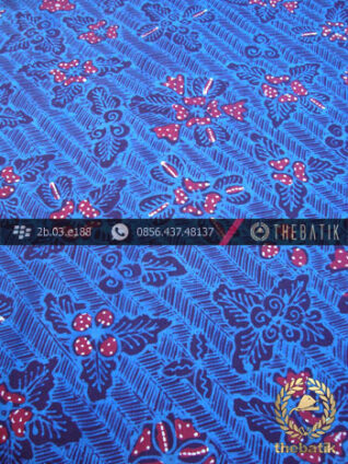 Kain Batik Tulis Jogja Motif Bantulan Galaran Biru Merah