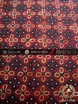 Kain Batik Cap Tulis Jogja Motif Ceplok Kawung Maroon