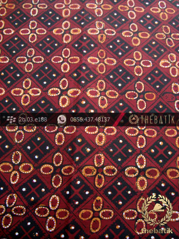 Kain Batik Cap Tulis Jogja Motif Ceplok Kawung Maroon