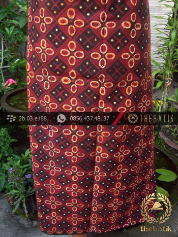 Kain Batik Cap Tulis Jogja Motif Ceplok Kawung Maroon