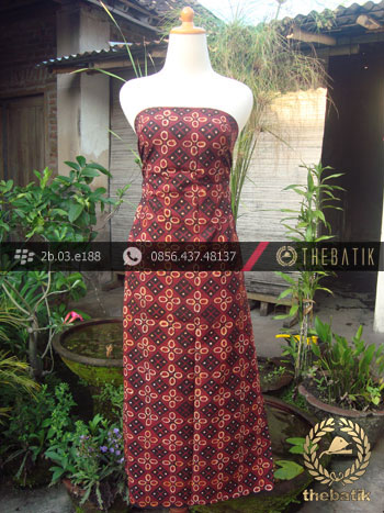 Kain Batik Cap Tulis Jogja Motif Ceplok Kawung Maroon