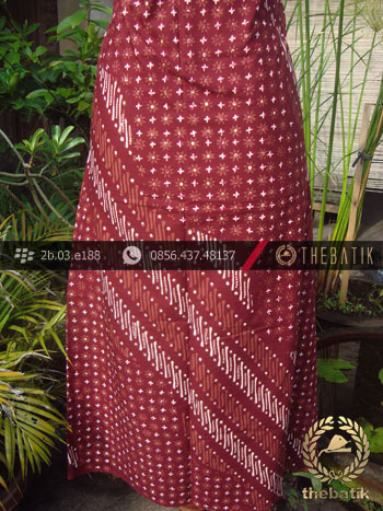 Kain Batik Cap Tulis Jogja Motif Pulau Merah Maroon