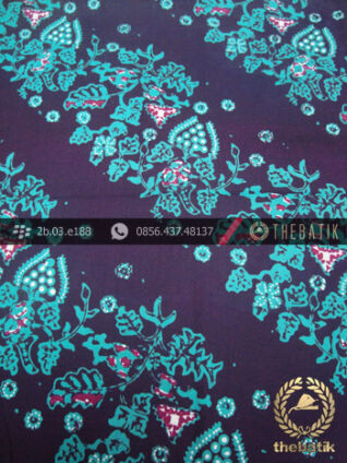 Kain Batik Cap Tulis Jogja Motif Daun Anggur Hijau Biru