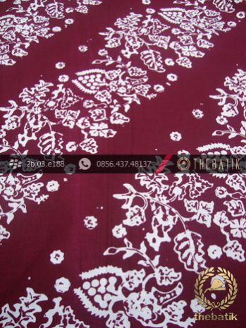 Kain Batik Cap Kelengan Motif Daun Anggur Marun