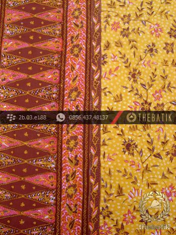 Sarung Batik Tulis Cirebon Motif Buketan Kuning Peach