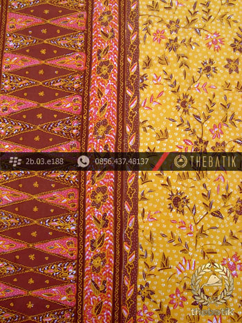 Sarung Batik Tulis Cirebon Motif Buketan Kuning Peach