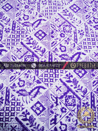 Kain Batik Cap Kelengan Motif Tambal Baru Ungu