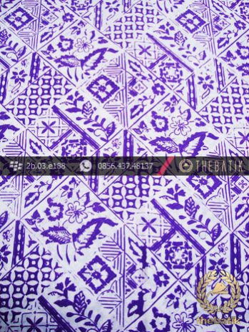 Kain Batik Cap Kelengan Motif Tambal Baru Ungu
