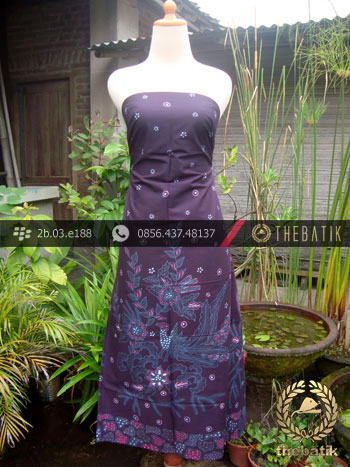 Batik Tulis Jogja Motif Buketan Burung Latar Ungu