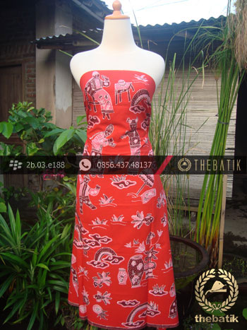Batik Tulis Cirebon Motif Kumpeni Tionghoa Merah