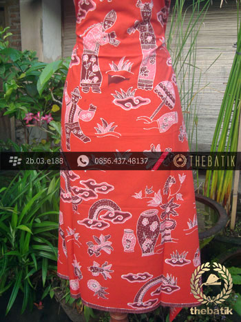 Batik Tulis Cirebon Motif Kumpeni Tionghoa Merah
